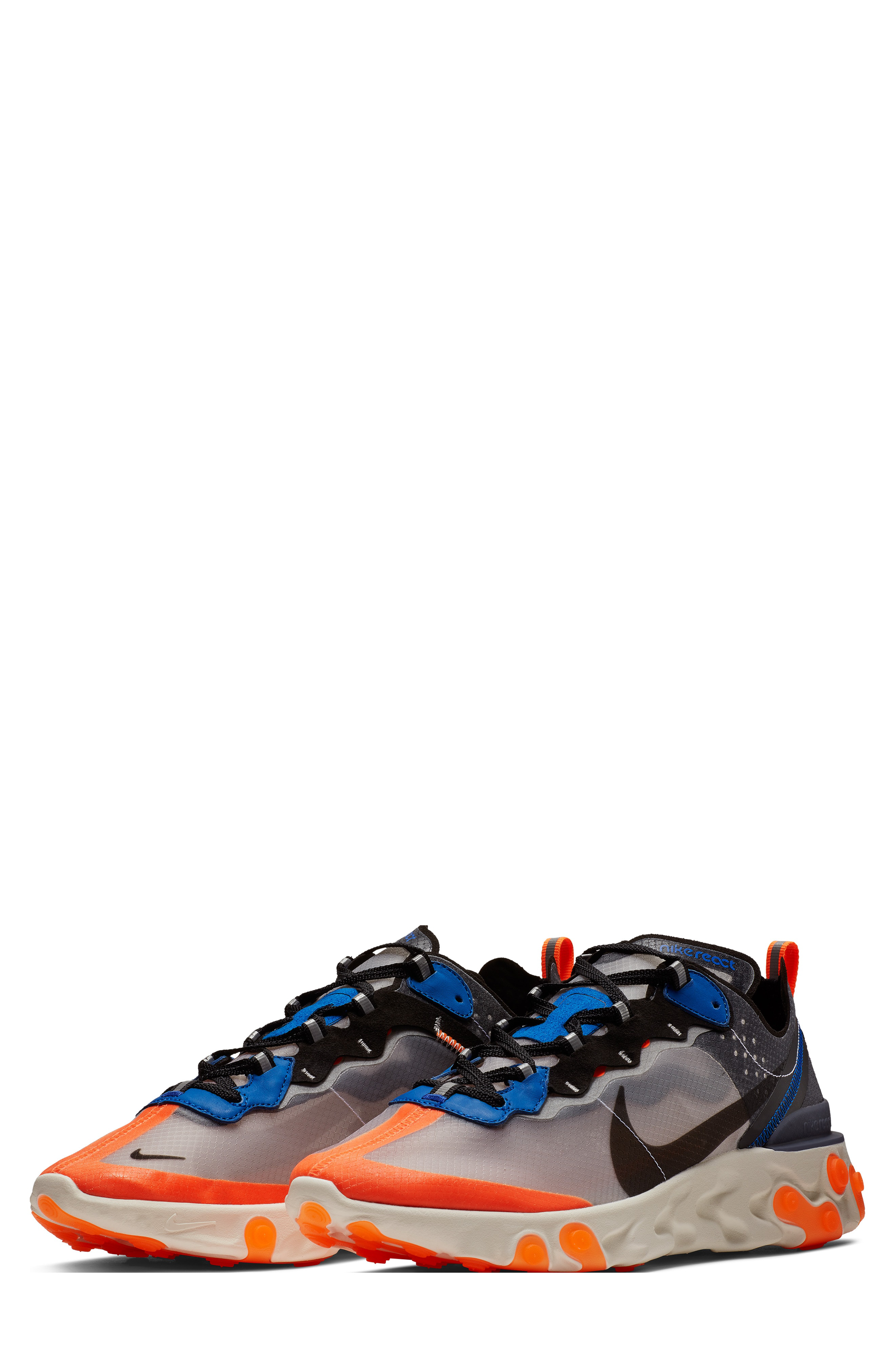 nike react element 87 black cool grey & blue chill