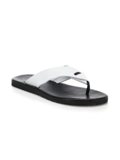 Saks Fifth Avenue Collection Perforated Leather Flip Flops In White