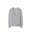 Tory Burch Madeline Cardigan In Medium Gray Melange