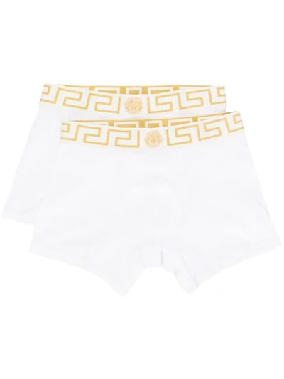 Versace Greek Key Logo Band Underwear Set In White