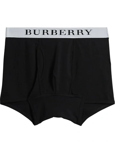 Burberry Stretch Cotton Boxer Shorts In Black
