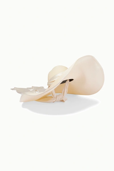 Eugenia Kim Veruschka Satin-trimmed Raffia Hat In Ivory