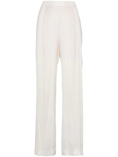 Stella Mccartney Silk High Waisted Trousers In White