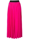 Msgm Pleated Neon Wool Skirt In Pink