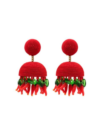 Rebecca De Ravenel Paprika Silk, Bead And Glass Earrings In Red