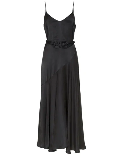 Mara Hoffman Nina Woven-belt Satin Maxi Dress In Black