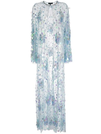 Jenny Packham Long Sequin Cardigan In Blue