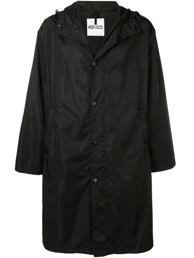 Kenzo Square Logo Raincoat In Black