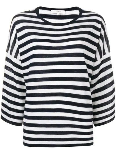 Vince Striped Knit Jumper In Blue