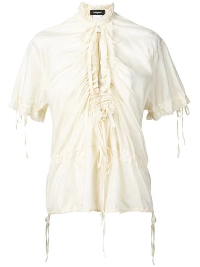 Dsquared2 Ruched Front Blouse In Neutrals