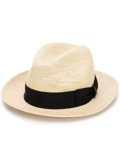 Borsalino Bow Detail Hat In Neutrals