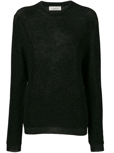 Laneus Sheer Knit Sweater In Black