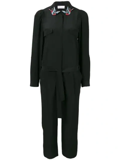 Red Valentino Embroidered Detailed Jumpsuit In Black