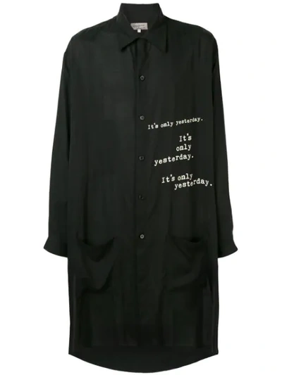 Yohji Yamamoto Printed Oversized Shirt In Black