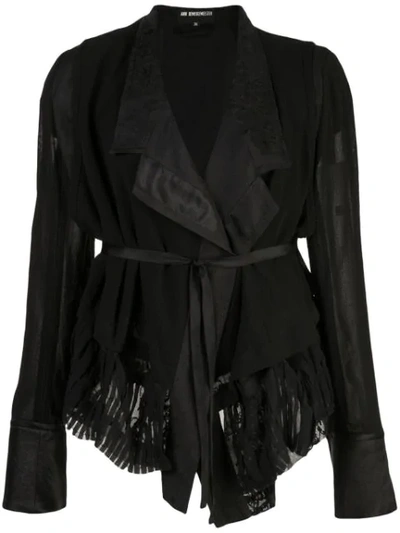 Ann Demeulemeester Striped Waist Jacket In Black