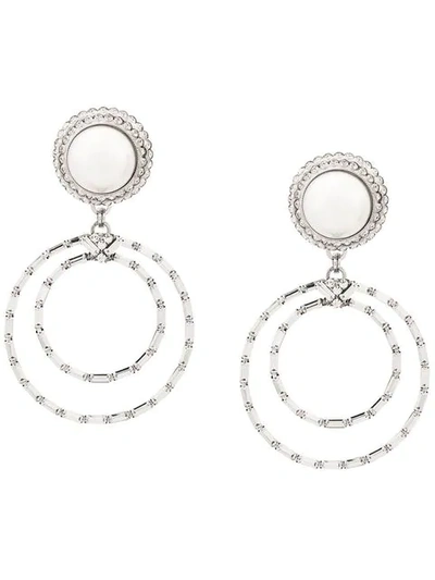 Alessandra Rich Faux-pearl Crystal-hoop Drop Earrings In Metallic