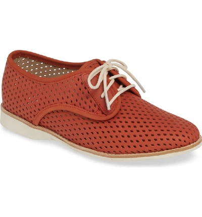 Rollie Punch Perforated Derby In Red Leather