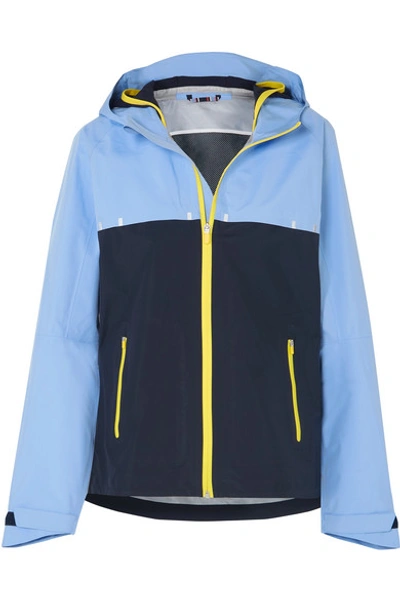 Tory Sport Water Resistant Double Hood Running Jacket In Blue