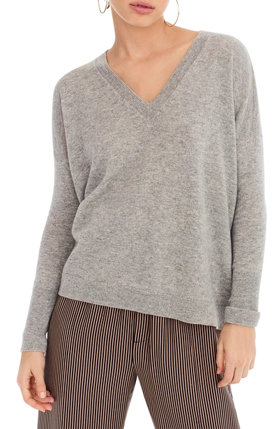 Jcrew V-neck Boyfriend Cashmere Sweater In Heather Grey