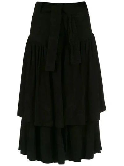 Andrea Bogosian Ruffled Suede Skirt In Black