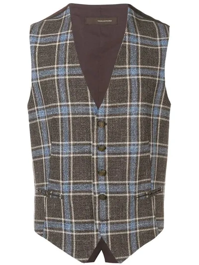 Tagliatore Tailored Plaid Waistcoat In Brown