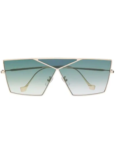 Loewe Square Puzzle Straight Bridge Sunglasses In Green