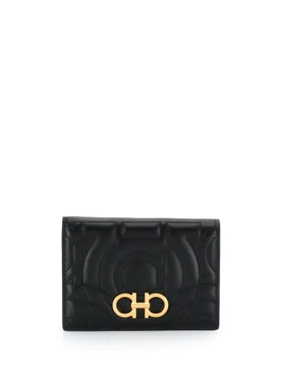 Ferragamo Foldover Gancio Wallet In Black