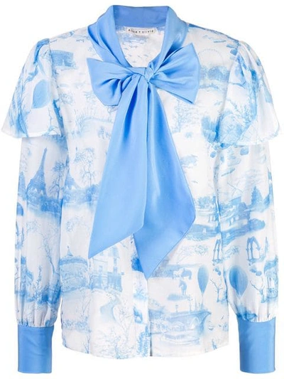 Alice And Olivia Talulah Blouse In Blue
