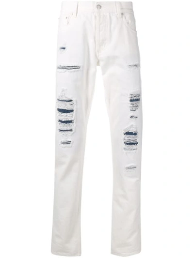 Alexander Mcqueen Distressed Skinny Jeans In White