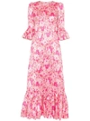 The Vampire's Wife The Juno Floral Print Silk Dress In Pink