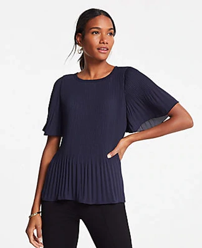 Ann Taylor Petite Pleated Top In Night Sky