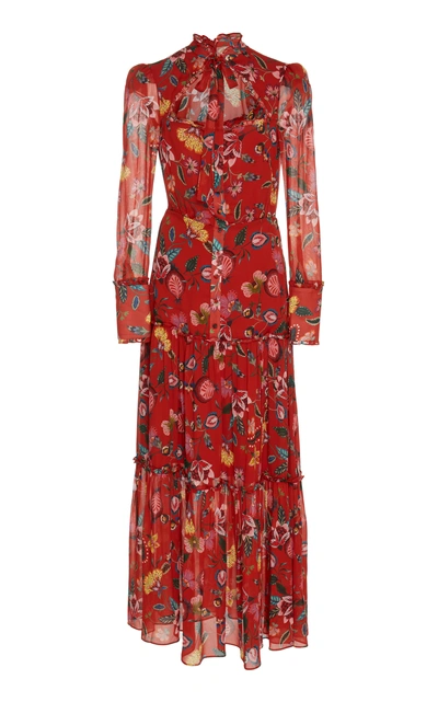 Alexis Sabryna Ruffle-tiered Floral-print Midi Dress In Multi
