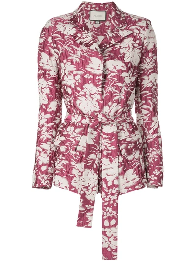 Alexis Raquelle Wrap-effect Garden Jacquard Blazer In Pink