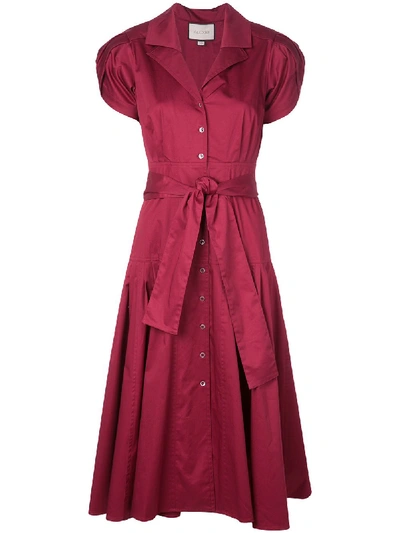 Alexis Rosetta Pleated Midi Shirt Dress In Red