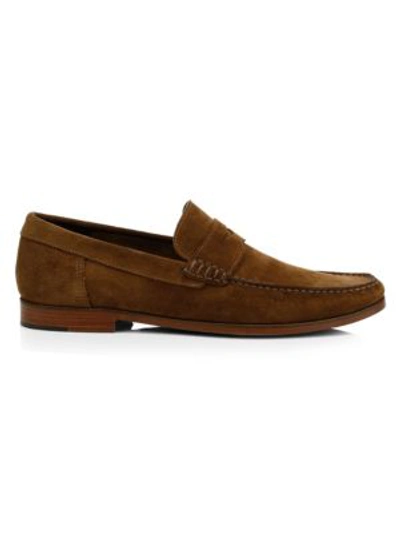 To Boot New York Stockton Suede Penny Loafers In Medium Brown Suede