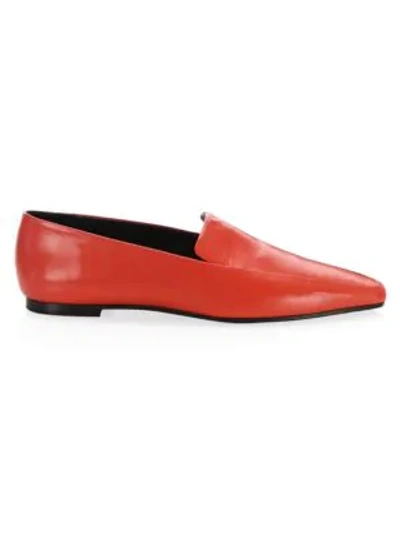The Row Minimal Leather Flat Loafers In Watermelon