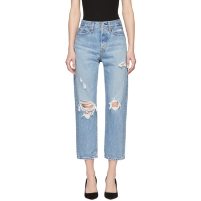 Levi's Wedgie Fit Distressed Straight-leg Cropped Jeans In Authentically Yours