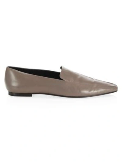 The Row Minimal Leather Flat Loafers In Taupe