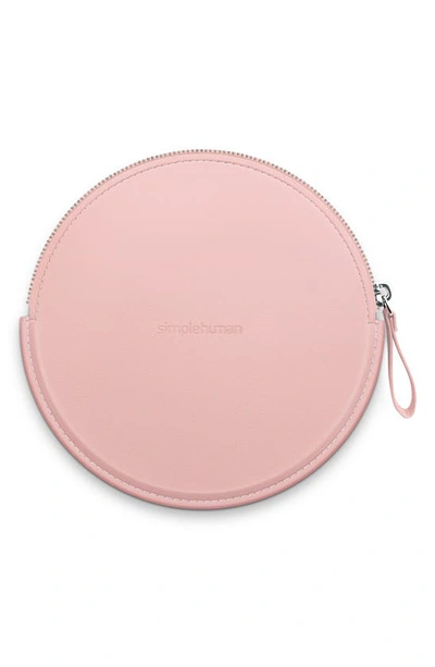 Simplehuman Sensor Mirror Compact Zip Case, Hand-stitched Vegan Leather In Pink