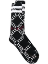 Valentino Vltn Grid Socks In Black