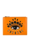 Kenzo Embroidered Eye Clutch In Orange