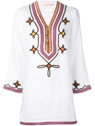 Tory Burch Embroidered Tunic In 100 White