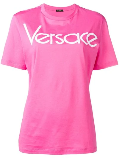 Versace Logo Print T In Pink