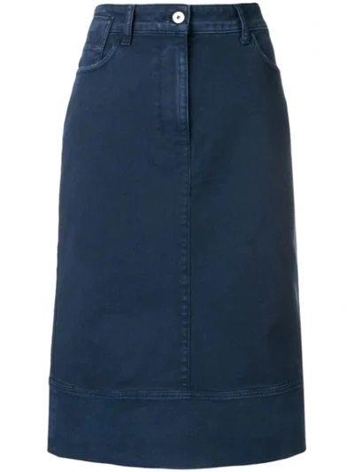 Marni Straight Denim Skirt In Blue