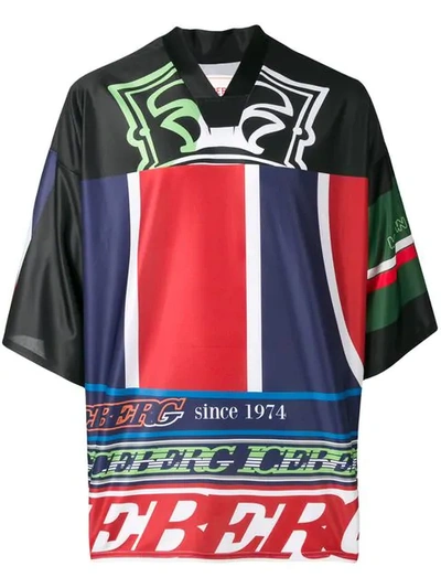 Iceberg Oversize Contrasting Panel T-shirt In Black
