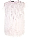 Rochas Feather Fringe Top In Pink