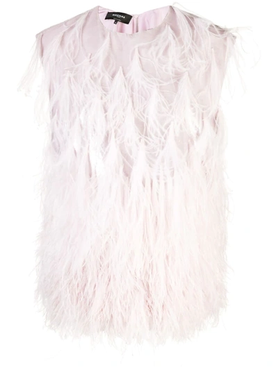 Rochas Feather Fringe Top In Pink
