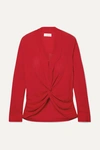 L Agence Mariposa Twisted Silk Crepe De Chine Blouse In Red