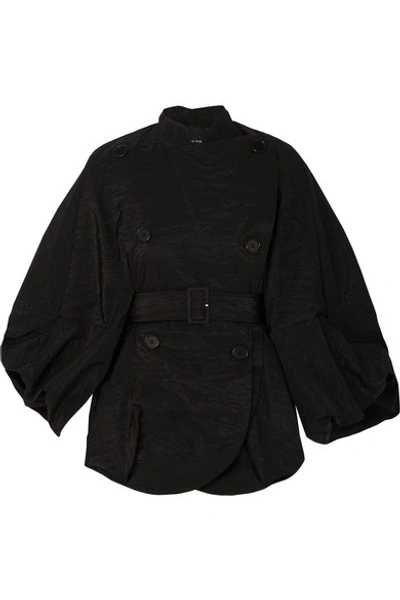 Simone Rocha Cape-effect Crinkled-taffeta Coat In Black