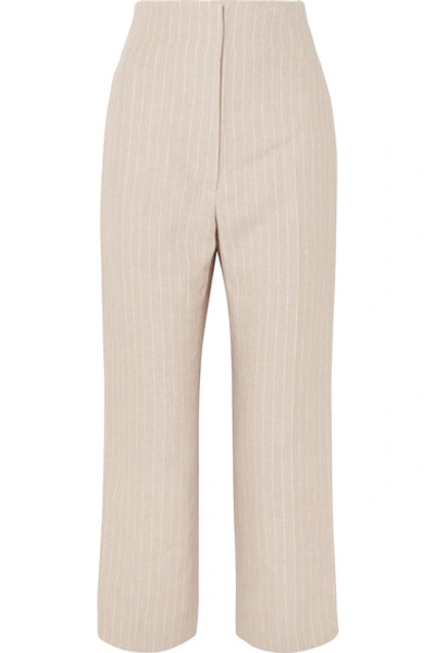 Racil Arthur Pinstriped Linen Straight-leg Pants In Beige